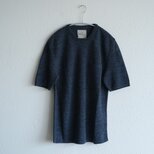 リネンニット半袖プルオーバー（Dネイビー）｜メンズフリーサイズの画像