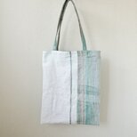 播州織とリネンのフラットトートバッグ（ストライプ）の画像