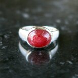 レッドスピネル リング オーバルカボション 4.05ct 天然石ジュエリー 8月誕生石のコピーの画像