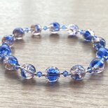 ビーズブレスレット No.49 バイカラー サファイア ブラッシュピンク クリスタルの画像