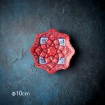 ペルシャのエナメル皿（ミーナーカーリー）飾り皿　アクセサリートレイ　香皿　Φ10ｃｍ【010-038】の画像