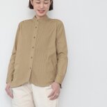 アウトレット　Pintuck band collar shirt / beigeの画像