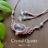 ハート型水晶・ エンジェライト 天使の羽マクラメ編みチョーカーネックレス （4月誕生石）天然石アクセサリー 3722の画像