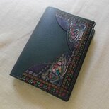 文庫サイズブックカバー 刻印、拭き染め 牛革の画像