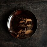 素敵な色味◆枝木と実　漆芸蒔絵中皿　漆器　骨董/antiques 古民家　時代物　明治時代　i5の画像