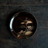素敵な色味◆枝木と実　漆芸蒔絵中皿　漆器　骨董/antiques 古民家　時代物　明治時代　i6の画像