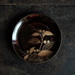 素敵な色味◆枝木と実　漆芸蒔絵中皿　漆器　骨董/antiques 古民家　時代物　明治時代　i7の画像
