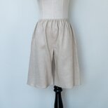 リネンのシンプルペチパンツ・Short【50cm丈・ベージュ・総ゴムタイプ・W60-98・H98-110】の画像