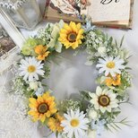 ひまわりのリース2 ひまわり　夏　夏リース　ドアリースの画像