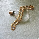B166-ヴィンテージブレスレット U.S.A. 1980s Large Link Chain Gold Toneの画像
