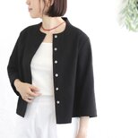 凛とした大人の装いに 桐七炊きコットンリネン はおりジャケット（ブラック）CO12の画像