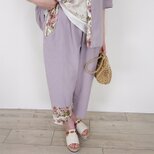 ラベンダーフローラ・ローズパネルのイージーパンツ-セットアップ対応-の画像