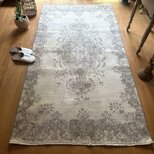 109×202 クリーム×グレージュ　王道メダリオン　トルコヴィンテージラグの画像