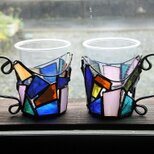 早い者勝ち！一点物 2個セット キャンプ防災にも -ステンドグラス紙コップホルダー - キャンドルや植物プランターとしてもの画像