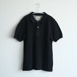 【new】コットンリネンニット　半袖ポロシャツ（黒）｜メンズ2サイズ
