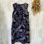 ☆  有松絞の浴衣から　　藍色に花火　ヨーク切り替えワンピース　　浴衣リメイク♪