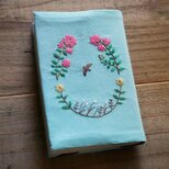 手刺繍のブックカバー『百日紅』【受注制作】のコピー