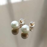 K18 無調色アコヤ真珠 一粒ピアス（約7.7ｍｍ）