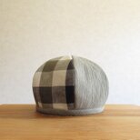 6枚はぎのベレー帽　ウィローグリーン、チェック