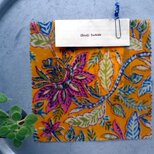 みつろうエコラップ 四角S：黄色 トロピカル 花柄 <インド綿ブロックプリント コットン みつろう エコラップ エコ>
