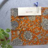 みつろうエコラップ 四角S：黄色　花柄 ひまわり<インド綿ブロックプリント コットン みつろう エコラップ エコ>のコピー