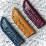 イタリア革の鉛筆キャップ／ペンシルキャップ／3個セット／イエロー・ブルー・ワイン