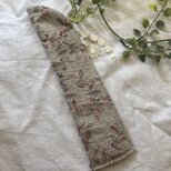 ★ハンドメイド★ ★★金沢 リネンサークル刺繍小花赤の実刺繍扇子ケース★箸入れ★箸袋★