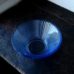 キラキラと細かな気泡◆ブルーで素敵。プレスガラス深鉢　素麺鉢　碗　昭和中期　古道具　レトロ　ニュートロ 丁寧な暮らしに。