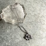 N289-ヴィンテージネックレス・U.S.A. 1980s Silver Tone Floral Chain Necklace
