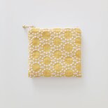 ミニポーチ 10cmファスナー タンバリン刺繍 イエロー ハンドメイド