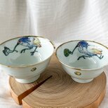 チコロット❤️夫婦茶碗❤️すべて手描き❤️染付け❤️飯椀❤️縁起が良い朱鷺(トキ)の器❤️お椀❤️小鉢