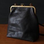 レザーショルダーポーチ　frame porch SHO-61 ＜豚革黒染＞