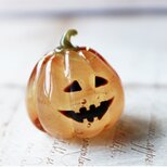 ガラスのハロウィン　ミニチュアジャックオランタン（半透明）