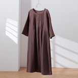 ★サンプルセール　1点のみ★（24）リネンワンピース ロングワンピース　7分袖　リネン100％