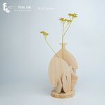 PLUZ｜木板の立体パズル×花瓶 一輪挿し／組み木／ヒノキ／飾れる／インテリア／名入れ無料／ギフトラッピング無料