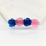 ピンクと青の薔薇のヘアバレッタ