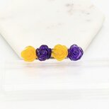 黄色と紫の薔薇のヘアバレッタ