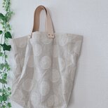 本革取手リネントートバッグ