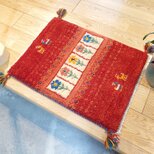 ペルシャ　ギャッベ　玄関マット小　58.5x42.5cm　茜色　パネル　NN19865G