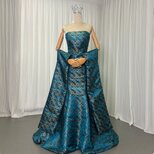 孔雀緑 振り袖 着物ドレス、和風ドレス ベアトップ マーメイドライン エレガント 花嫁 前撮り