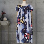 有松絞りのギャザーワンピース　Lサイズ　 ゆったり目　着物リメイク