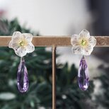 2WAY★宝石によるシュウメイギクのスタッドピアス・サージカルステンレス　～秋明菊
