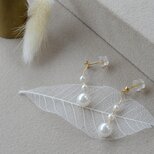 K18 不揃いのアコヤ真珠とゴールドピアス