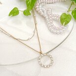 【レイヤード グラスホルダー】ジルコニア＆パールチェーン サージカルステンレス /メガネホルダー/重ね付け ネックレス