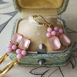 ヴィンテージ　フロストpinkとオパークpinkの14Kgfピアス（またはフープイヤリング）