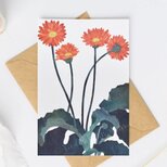（35）オレンジ色のガーベラの花　ポストカード　3枚セット