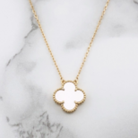 幸せのクローバーネックレス 15mm（マザーオブパール）【高品質！送料無料！当日発送！】