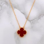 幸せのクローバーネックレス 15mm（カーネリアン）【高品質！送料無料！当日発送！】