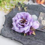 ラベンダー色の大輪の薔薇のヘアクリップ　紫　パープル　ラベンダー色　薄紫　バラ　ダンス　髪飾り　フラメンコ　flamenco