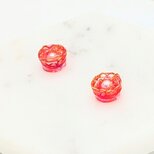 ピンクとホワイトビーズの花のピアスイヤリング2266マグネット